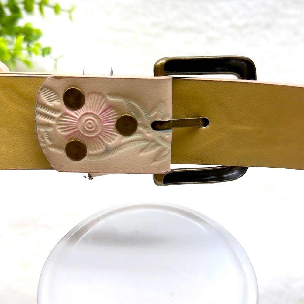 Floral Embossed Belt - Cream with Pink and Blue Accents - Picture 5 of 11
